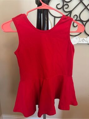 Girls Red Sleeveless Peplum Tank Top